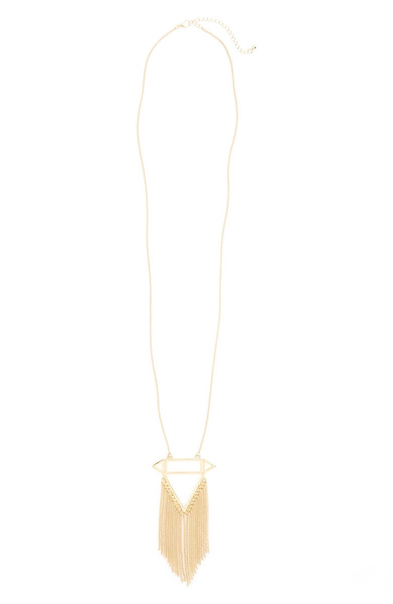 BP. Chain Fringe Triangle Pendant Necklace, Main, color,