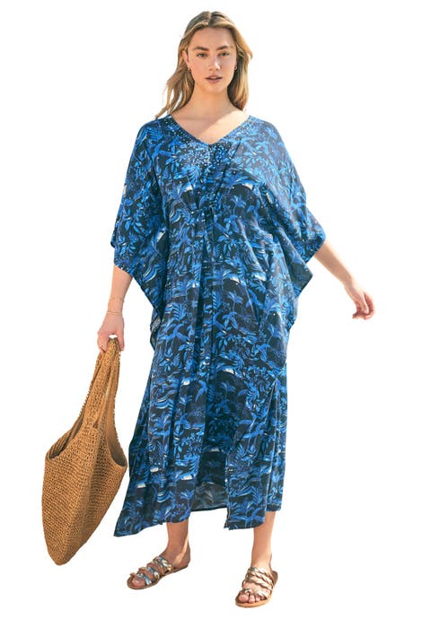 Ruched Caftan Cover Up (Plus)