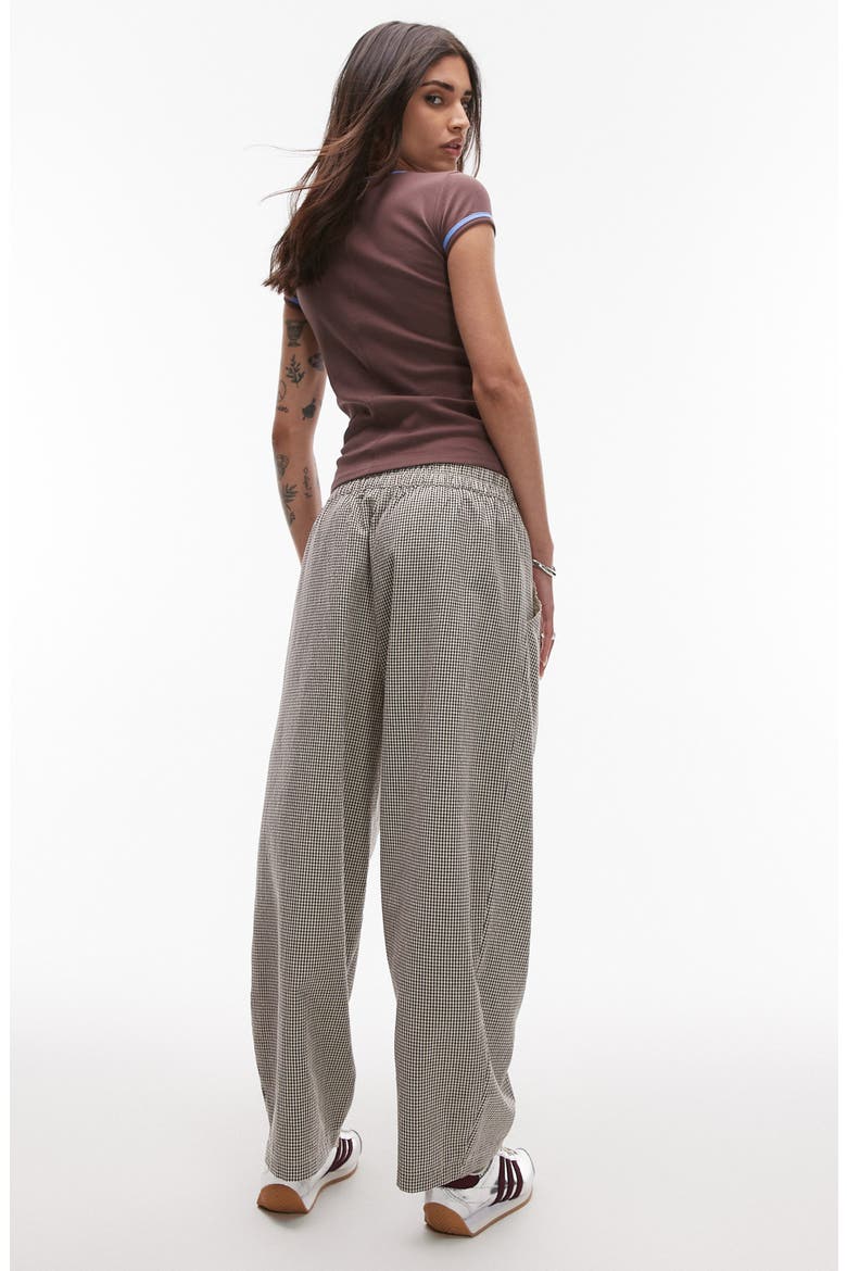 Gingham Tapered Leg Pants, Alternate, color, BROWN MULTI