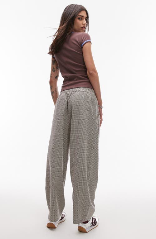 Topshop Gingham Tapered Leg Pants In Brown Multi