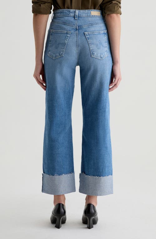 Ag Kora Cuffed Raw Hem High Waist Ankle Wide Leg Jeans In Blue