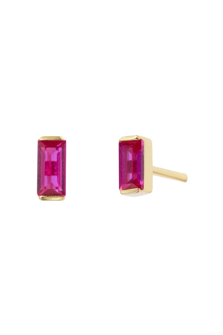 Baguette Stud Earrings, Main, color, Bright Pink / Red