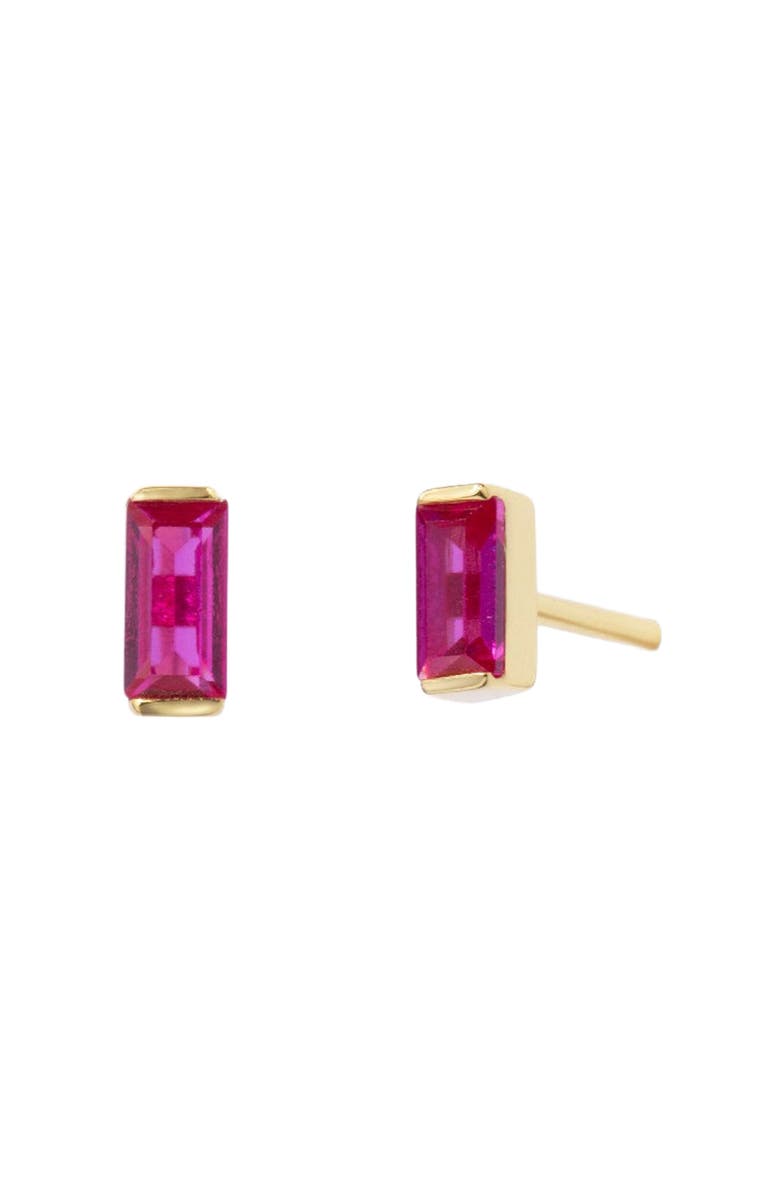 Little Sky Stone Baguette Stud Earrings, Main, color, Bright Pink / Red