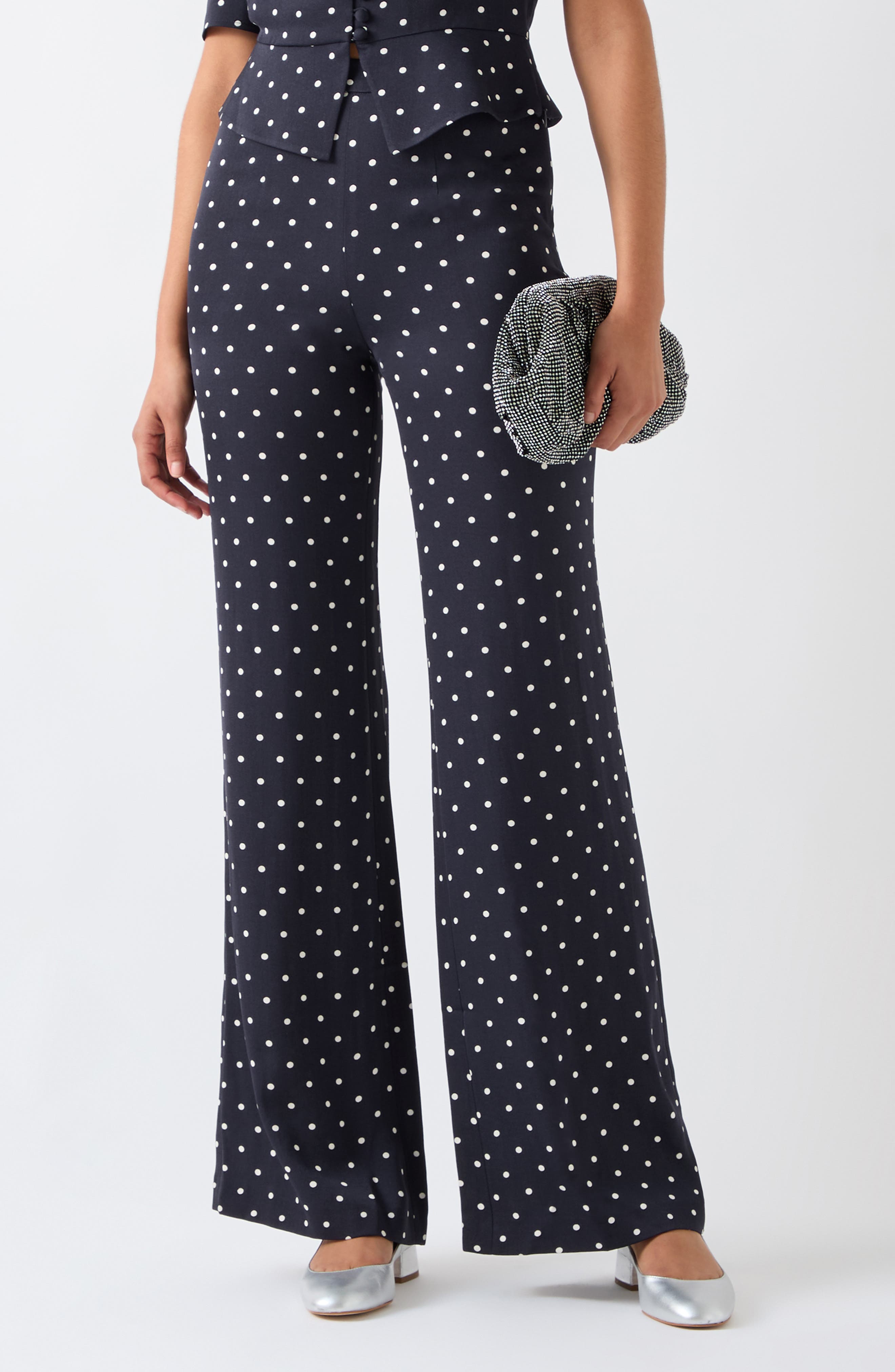 LK Bennett Elsie Polka Dot Flare Pants