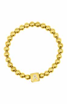 Adornia Crystal Initial Stretch Bracelet
