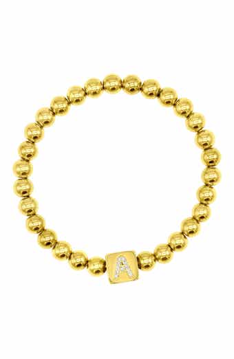 Adornia Crystal Initial Stretch Bracelet
