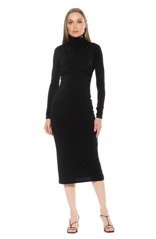Alexia Admor Elio Draped Bodice Midi Sheath Dress In Black