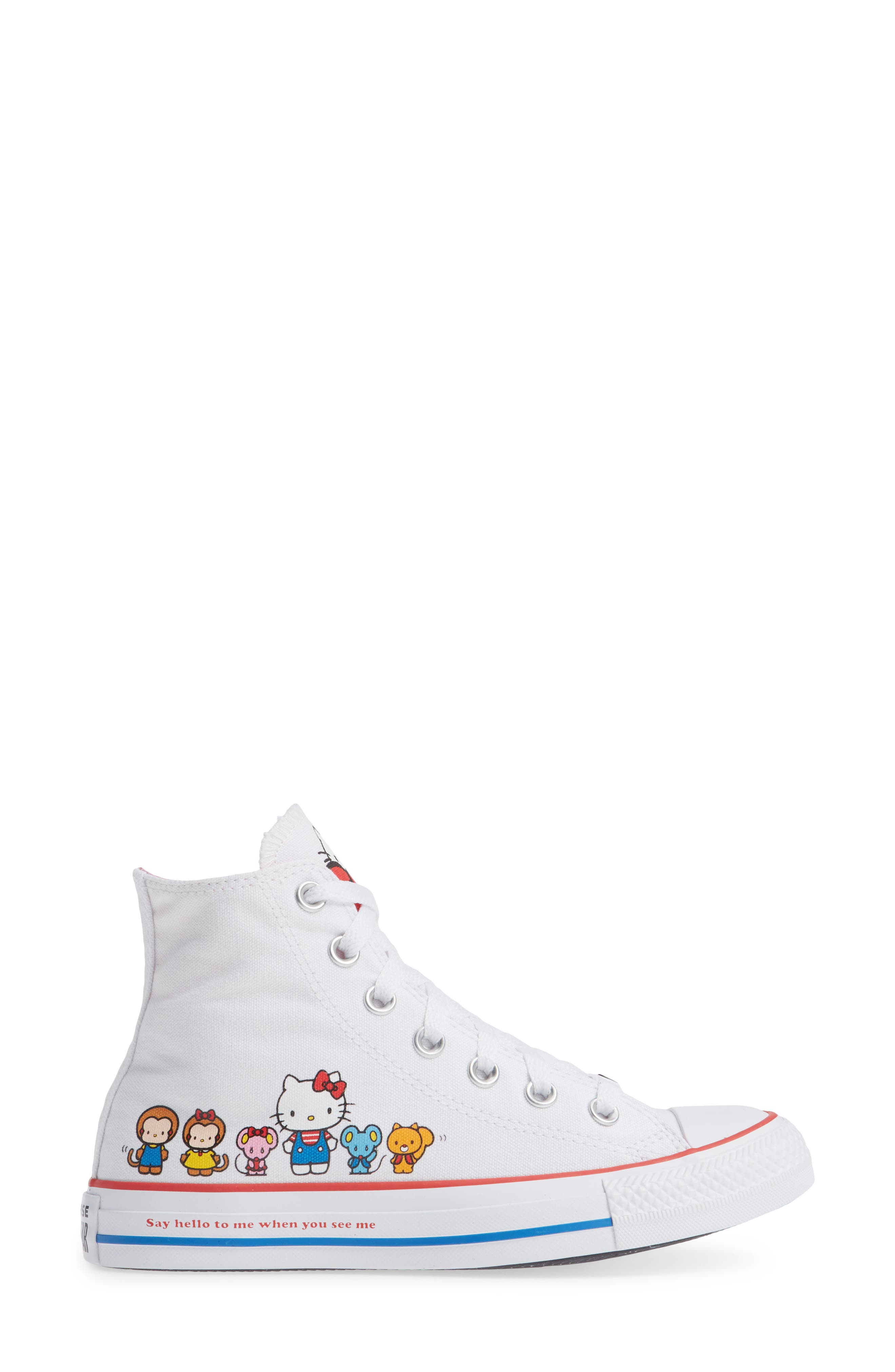 Converse Chuck Taylor<sup>®</sup> All Star<sup>®</sup> Hello Kitty High Top Sneaker, Alternate, color, 