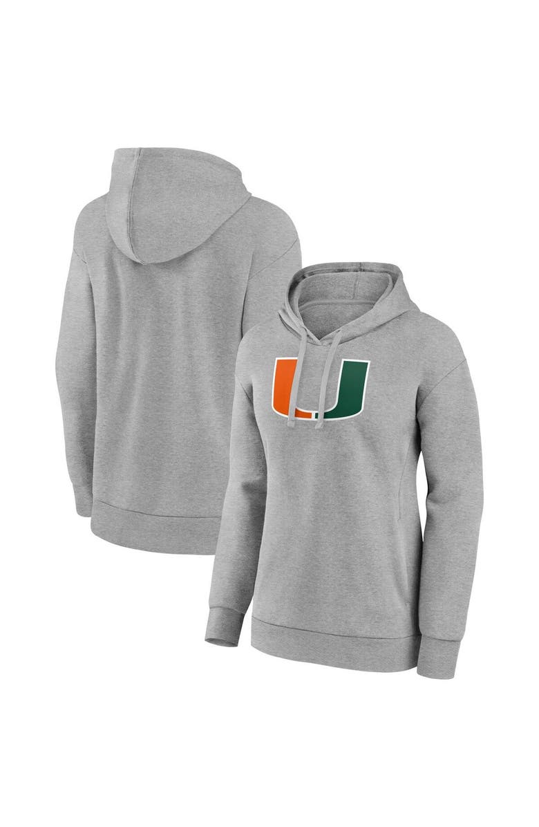 FANATICS Women's Fanatics Branded Gray Miami Hurricanes Evergreen Pullover Hoodie, Main, color, Gray