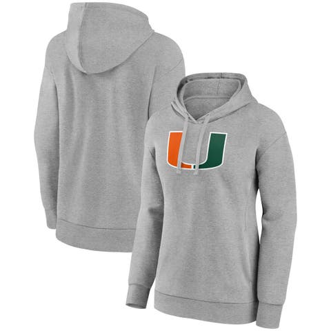 Women's Fanatics Branded Gray Miami Hurricanes Evergreen Pullover Hoodie
