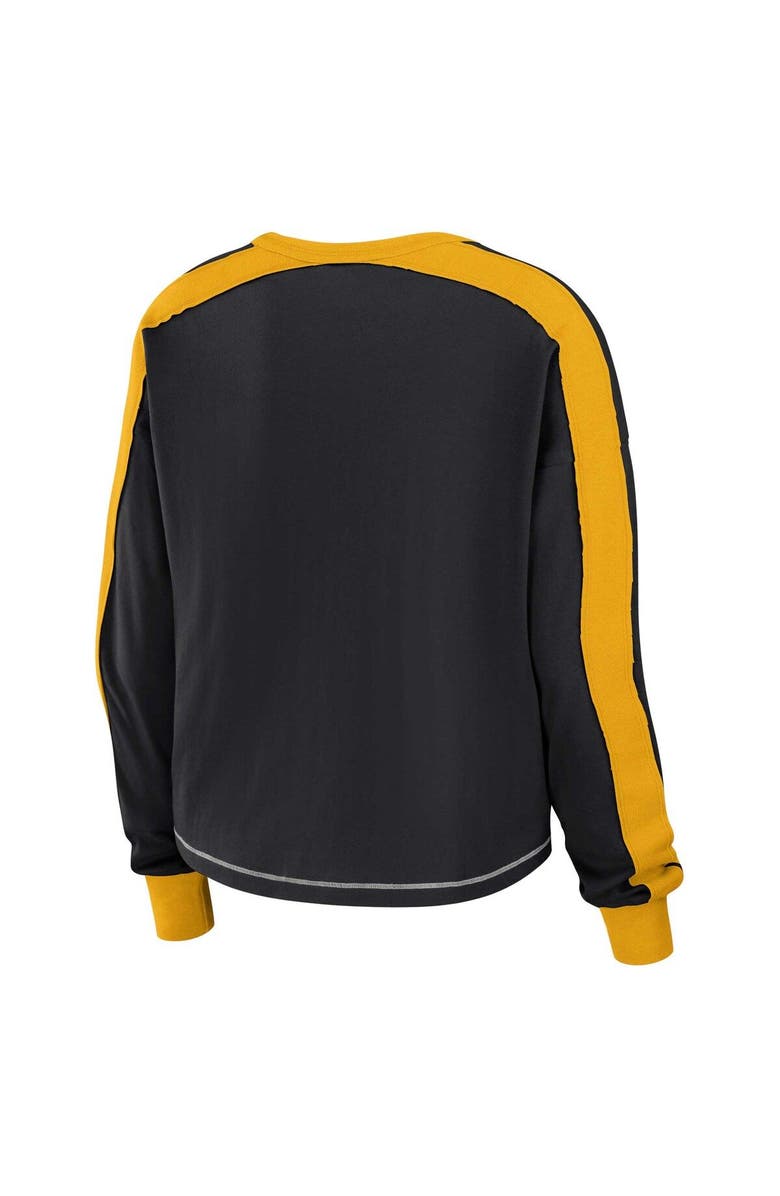 WEAR by Erin Andrews Women's WEAR by Erin Andrews Black Pittsburgh Steelers Plus Size Colorblock Long Sleeve T-Shirt, Alternate, color, 