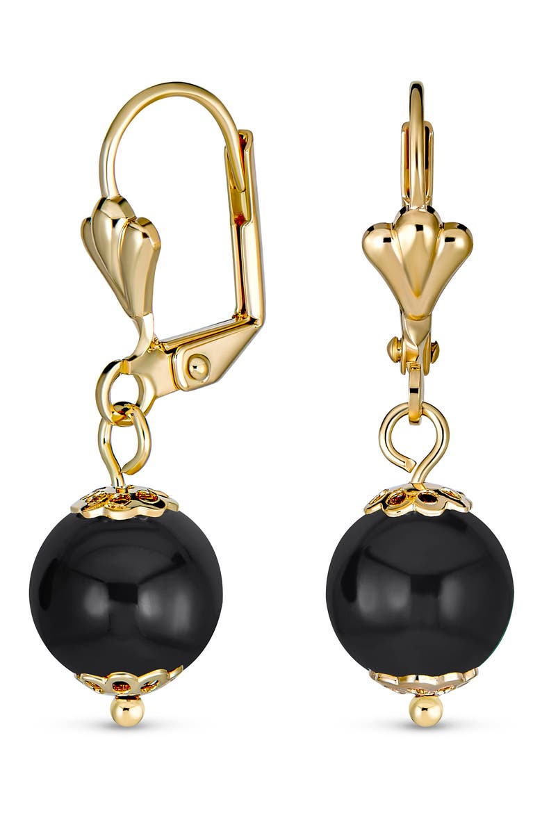 Stone Drop Earrings, Main, color, BLACK