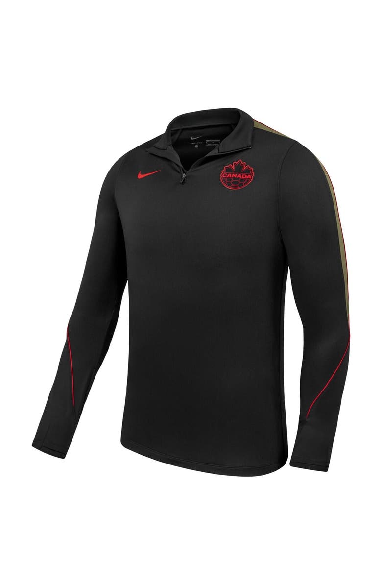 Nike Men's Nike  Black Canada Soccer Strike Drill Quarter-Zip Long Sleeve Dri-FIT Top, Alternate, color, Black
