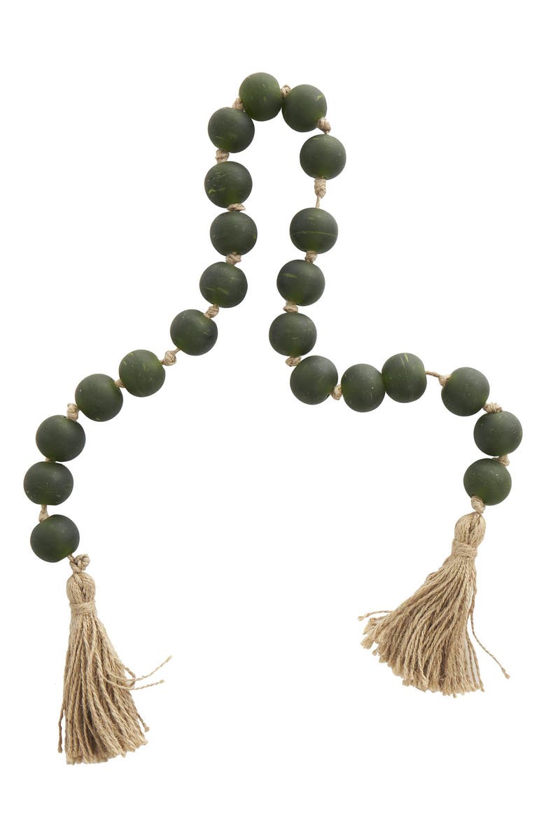 WILLOW ROW Bohemian Glass Beaded Tassel Garland, Alternate, color, Green