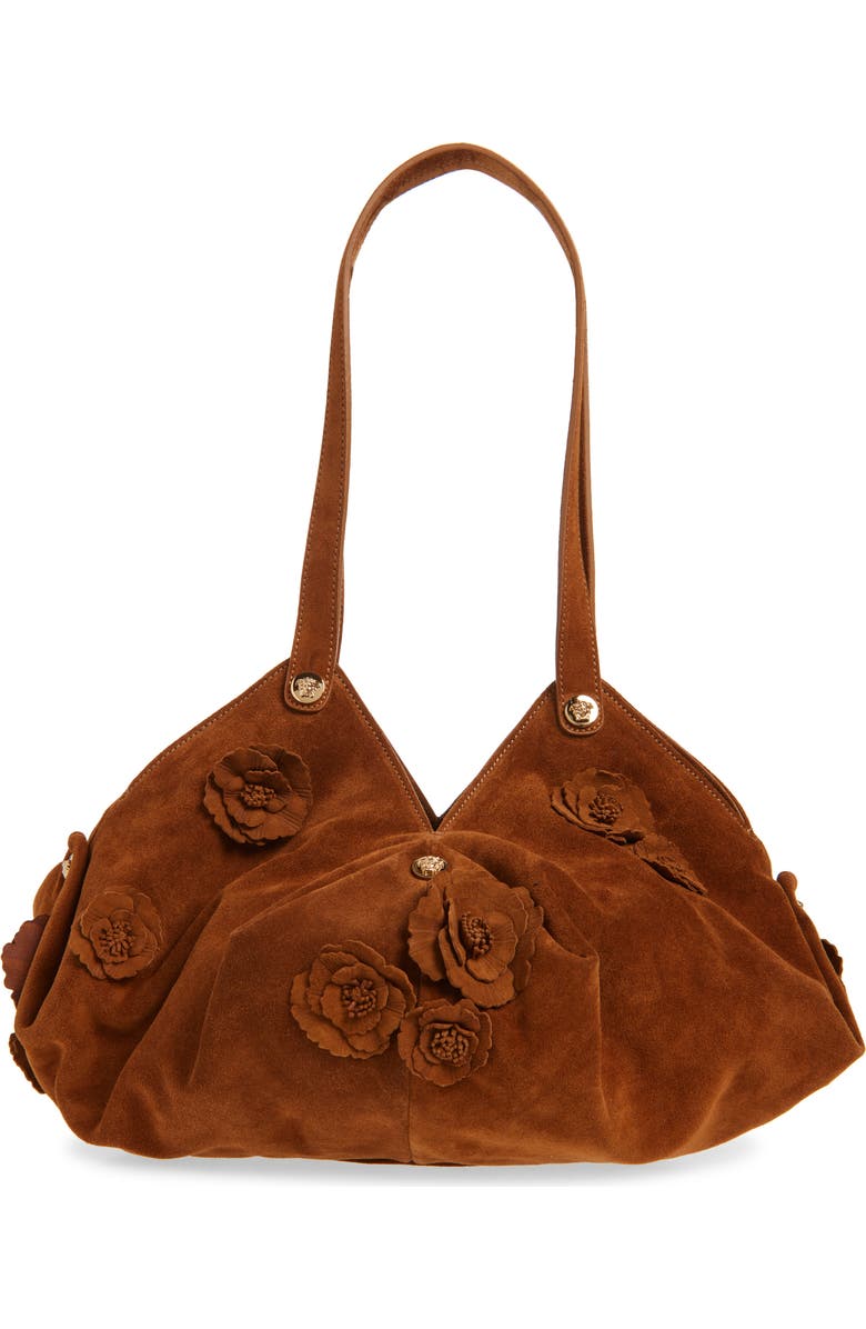 Versace Medusa 95 Rosette Suede Hobo Bag, Main, color,