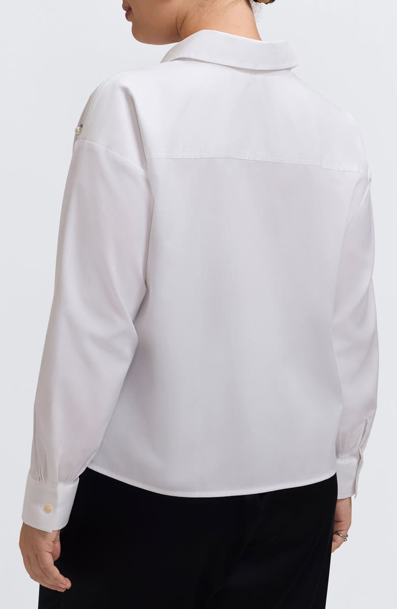 Foxcroft Marina Faux Pearl Embellished Button-Up Shirt, Alternate, color, White