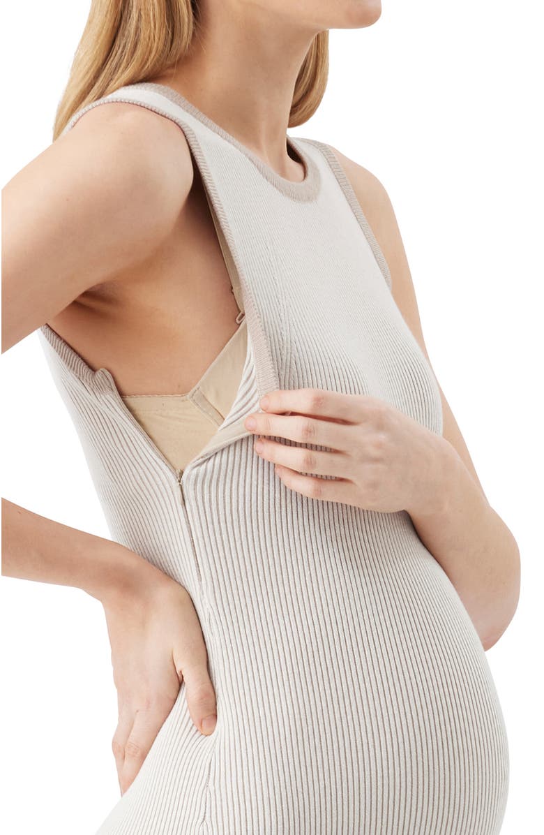 Ripe Maternity Noa Rib Knit Nursing Dress, Alternate, color, Natural / Taupe