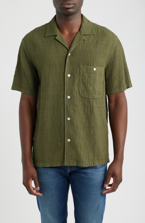 Cotton and Linen Slub Camp Shirt