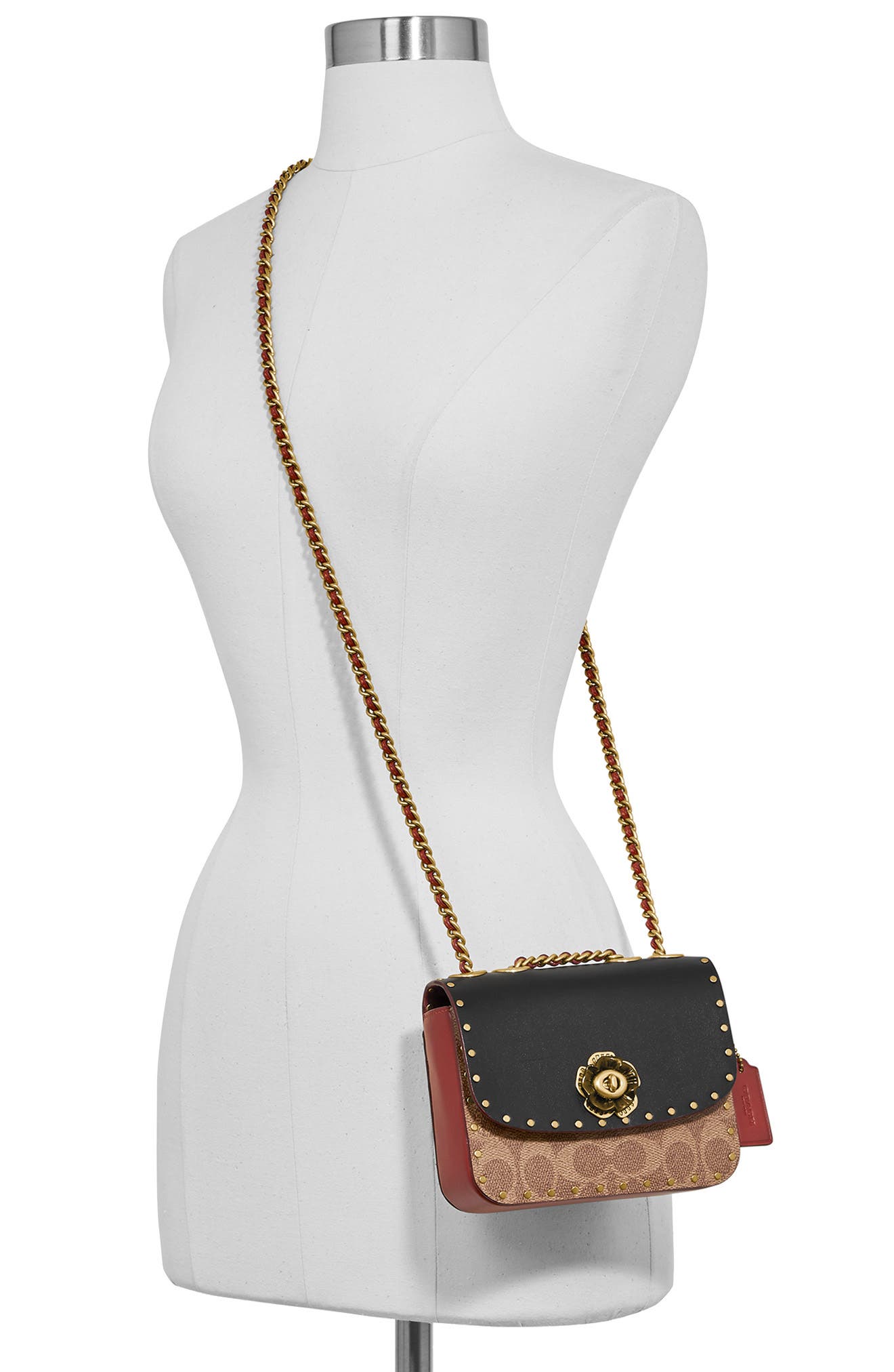 Signature Border Canvas Crossbody Bag, Alternate, color, BRASS/ TAN RUST