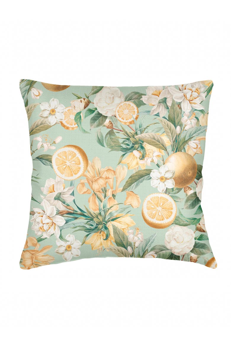 Lemon Bloom Linen Pillow with Down Insert, Alternate, color, Yellow