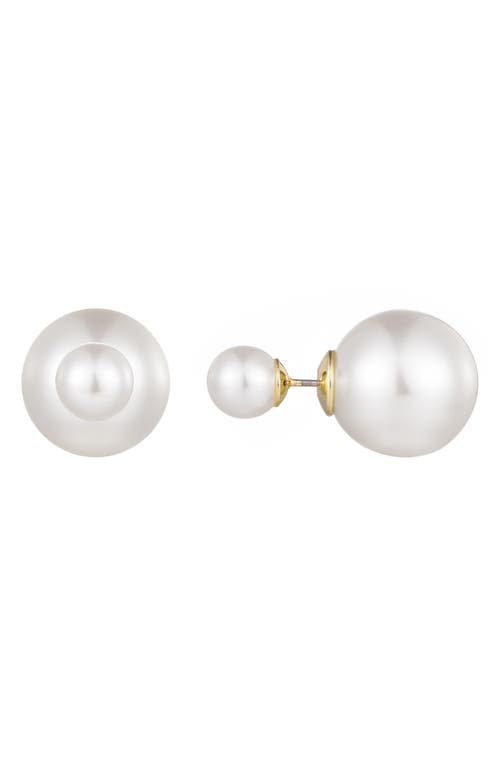 Adornia Faux Pearl Front/back Stud Earrings In White