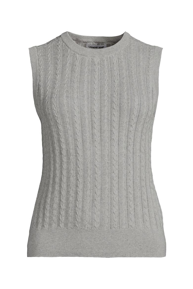 Cotton Pointelle Shell Sweater, Alternate, color, Gray Heather