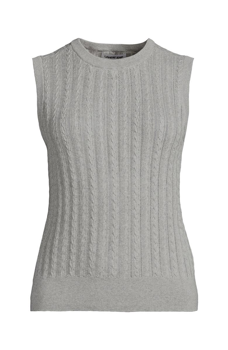 Lands' End Cotton Pointelle Shell Sweater, Alternate, color, Gray Heather