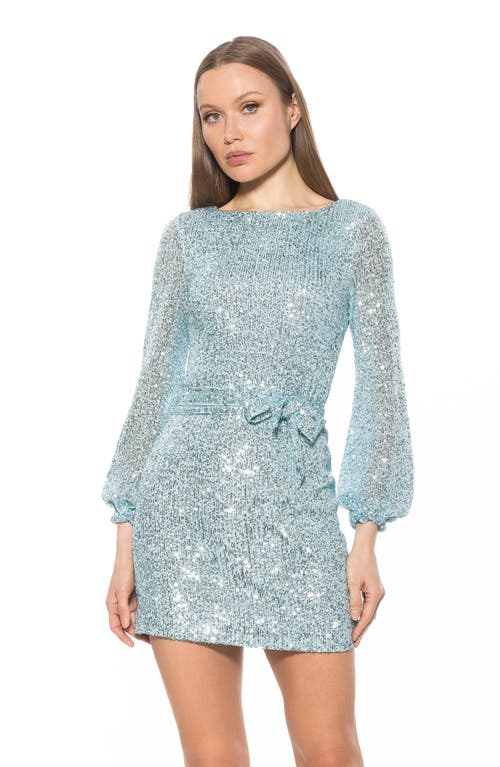 Alexia Admor Val Sequin Long Sleeve Tie Waist Shift Dress In Silver