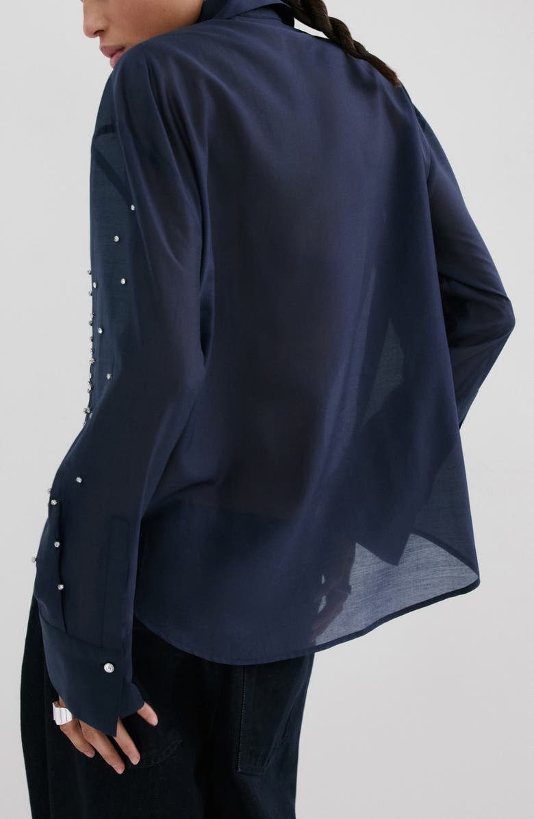 MANGO Rhinestone Button-Up Shirt, Alternate, color,