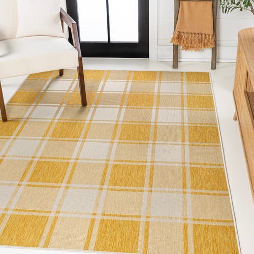 Jonathan Y Sabine Traditional Farmhouse Bold Gingham Indoor/outdoor Area Rug In Yellow/cream