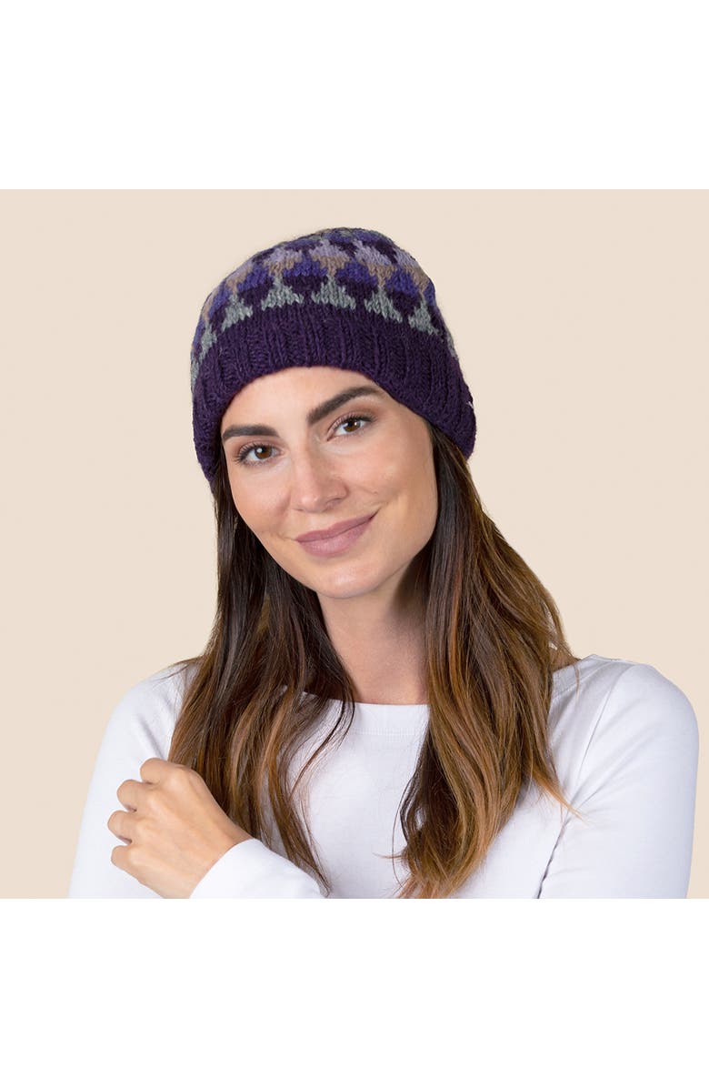 Feelgoodz Women’s Artisan Hand-Knit Jaya Harlequin Wool Beanie Hat, Alternate, color, Bloom