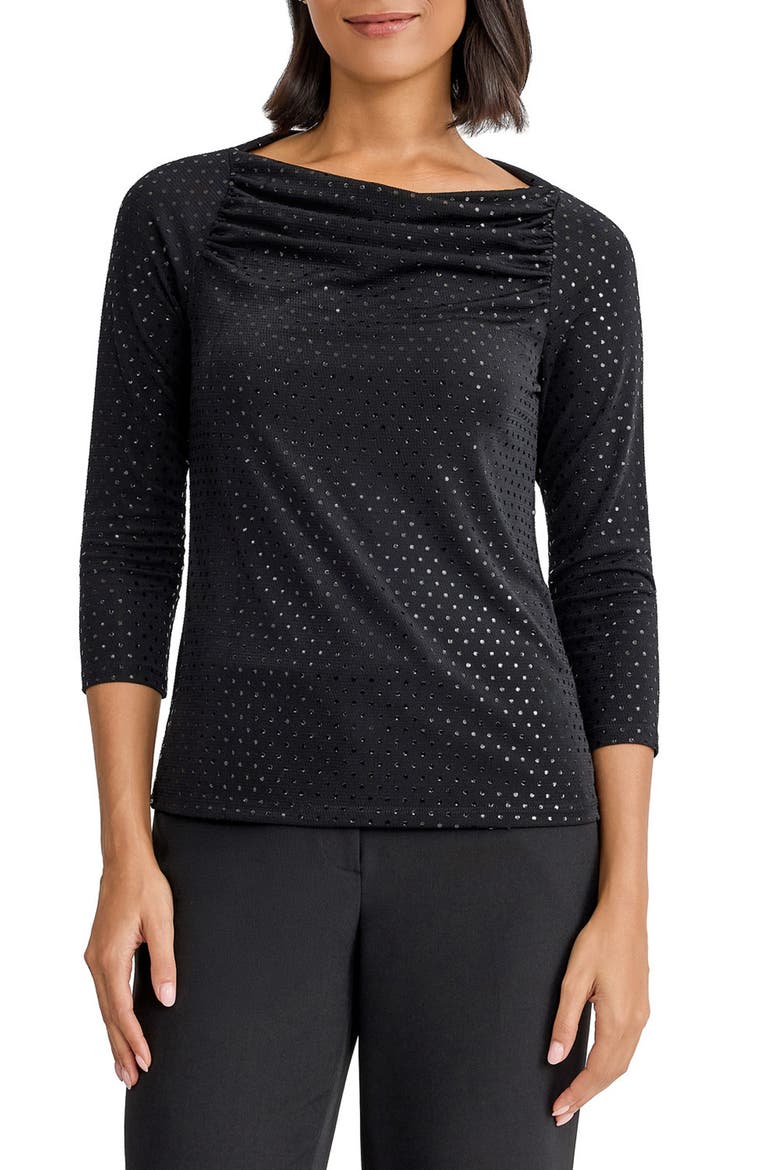 Sequin Cowl Neck Top, Main, color, BLACK/ GOLD