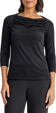 KASPER Sequin Cowl Neck Top