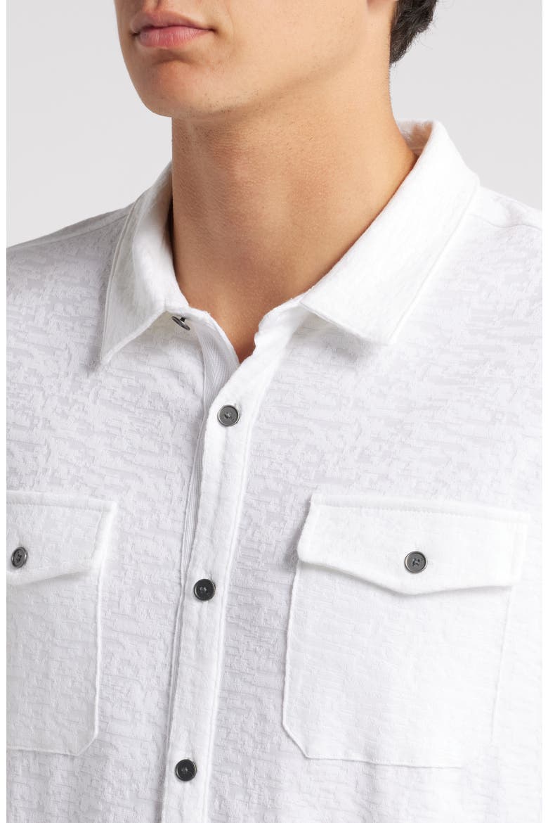 Abuja Textured Cotton Stretch Jacquard Button-Up Shirt, Alternate, color, WHITE