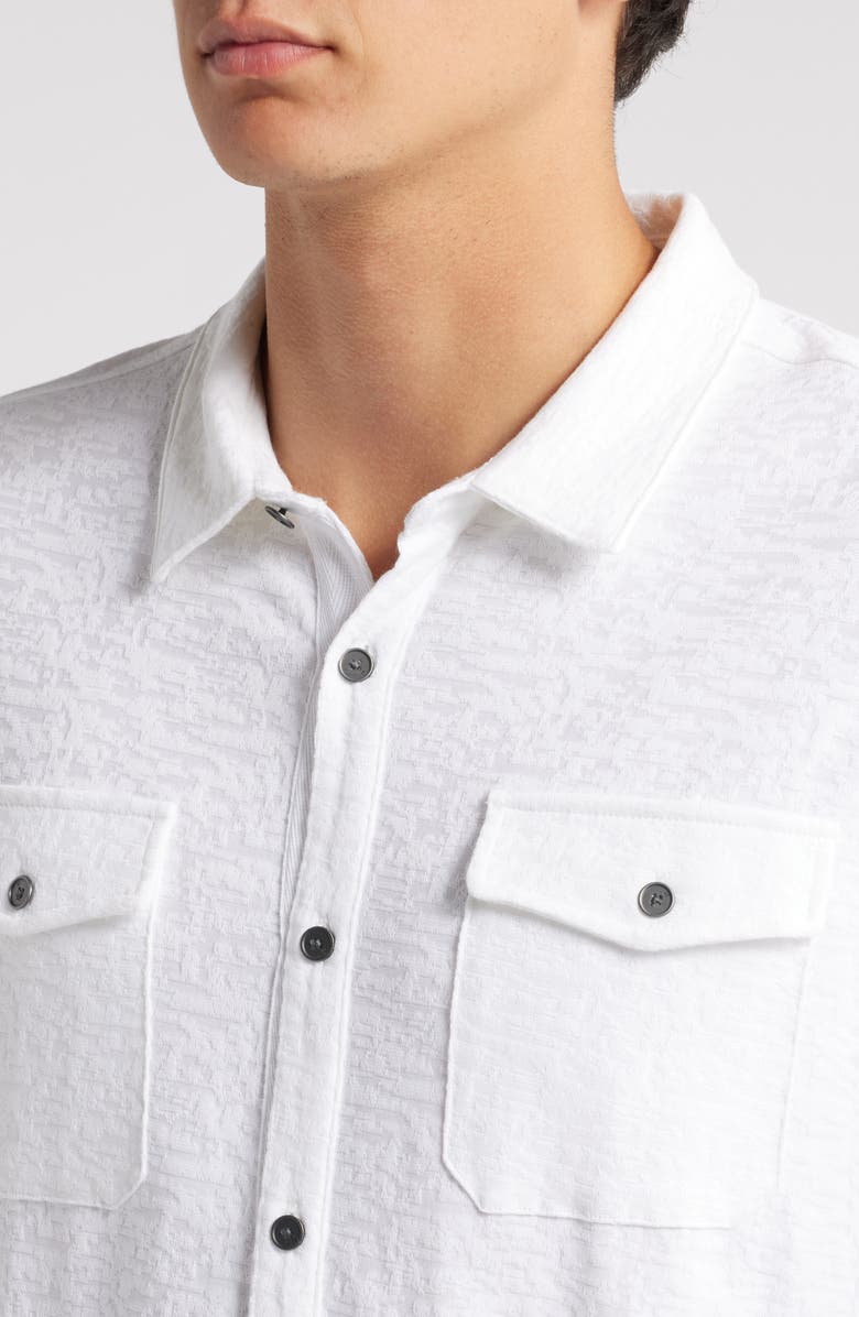 John Varvatos Abuja Textured Cotton Stretch Jacquard Button-Up Shirt, Alternate, color, White
