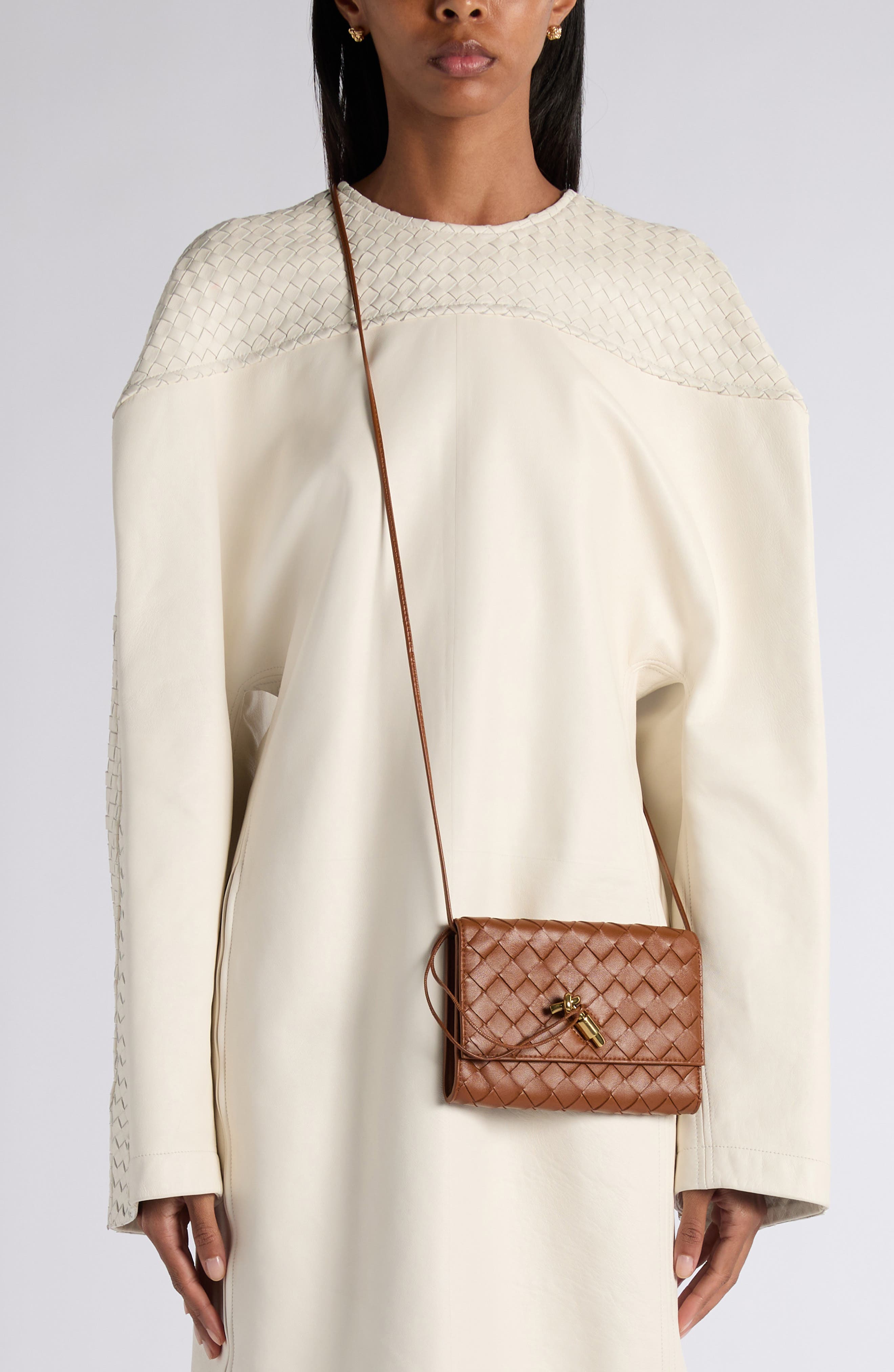 Andiamo Intrecciato Leather Slim Shoulder Bag, Alternate, color, 2387 TANNIN-MUSE BRASS