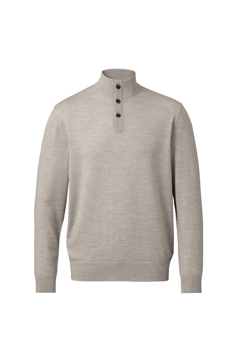 Charles Tyrwhitt Pure Merino Button Neck Sweater, Alternate, color, Gray