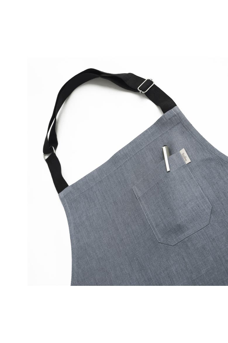 Linen Bib Apron for Men & Women with Front Pockets, 32 x 27 Inches, Alternate, color, Grey / Black