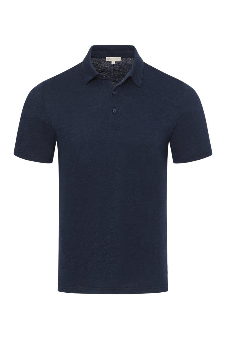 Slub Short Sleeve Polo, Main, color, VINTAGE INDIGO