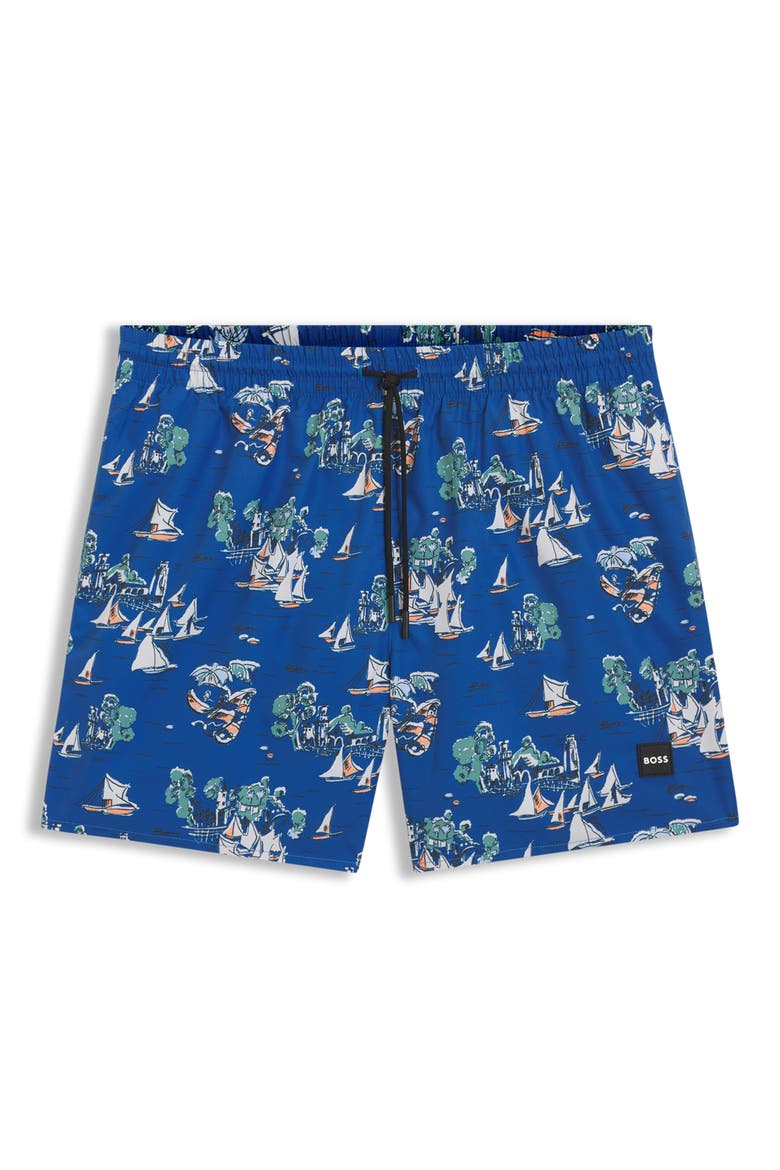 Pirhana Swim Trunks, Alternate, color, BLUE