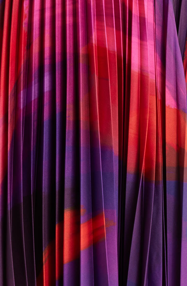 Hutch Sabina Floral Tiered Plissé Gown, Alternate, color, Purple Brushstroke