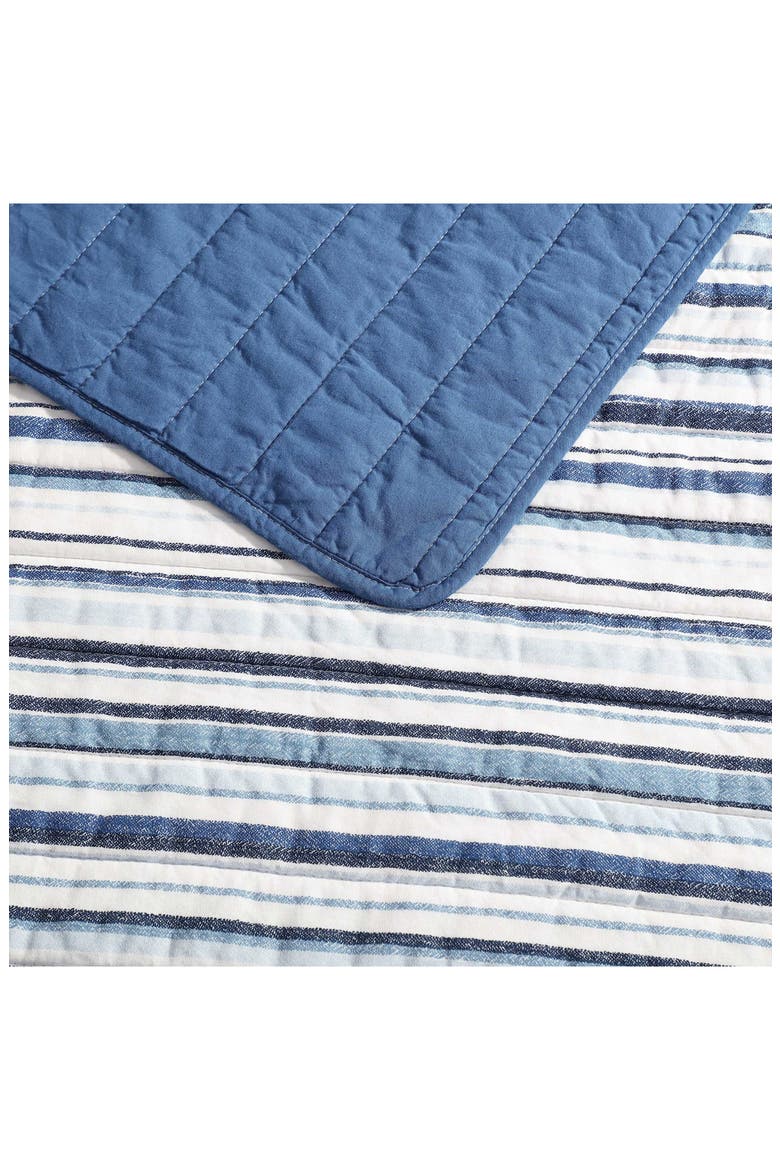 Pembrook Stripe Reversible Cotton Quilt Set, Alternate, color, DARK BLUE
