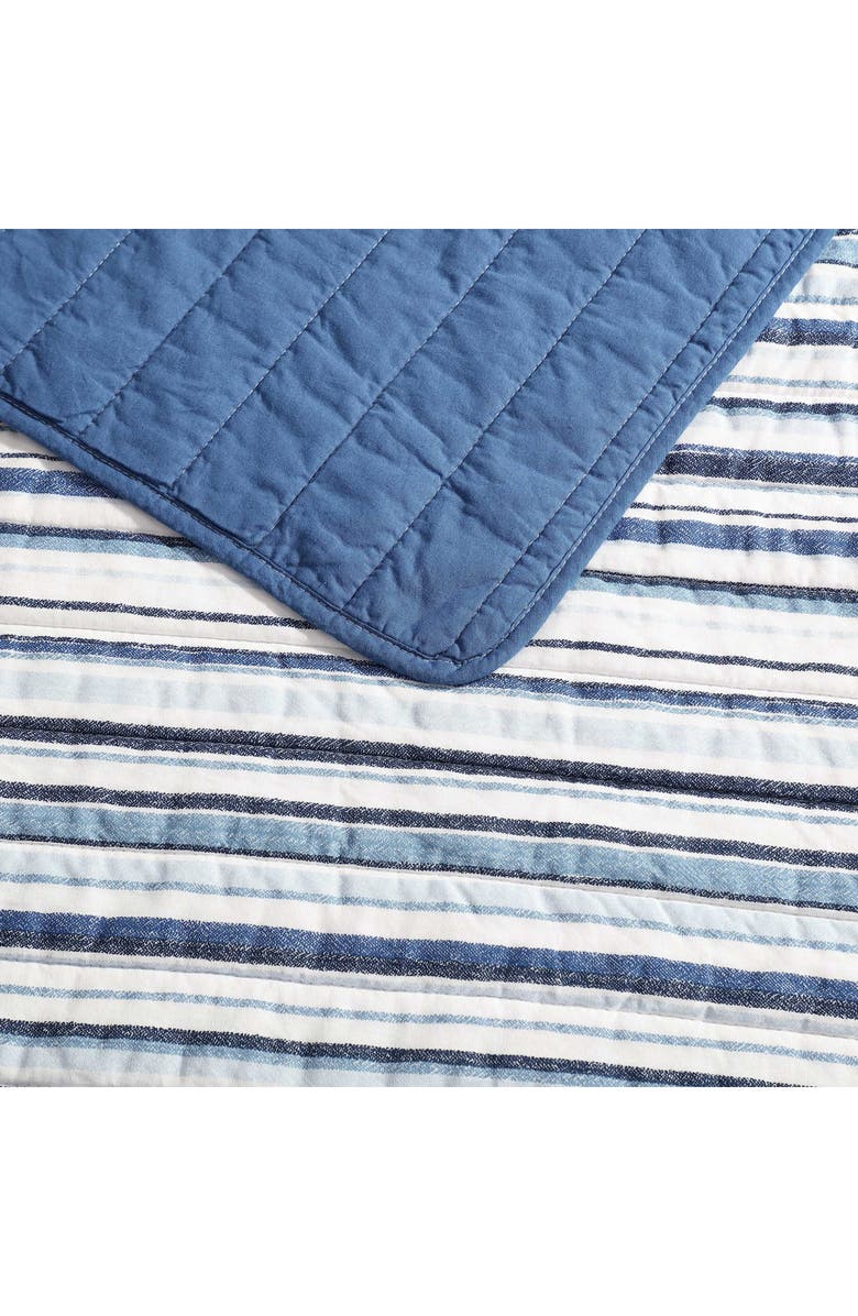 Nautica Pembrook Stripe Reversible Cotton Quilt Set, Alternate, color, Dark Blue