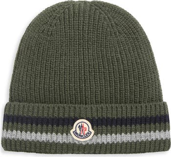 新品！QRコード付きモンクレール KIDSロゴウールビーニー Moncler Kids' Logo Patch Stripe Virgin Wool Beanie | Nordstrom