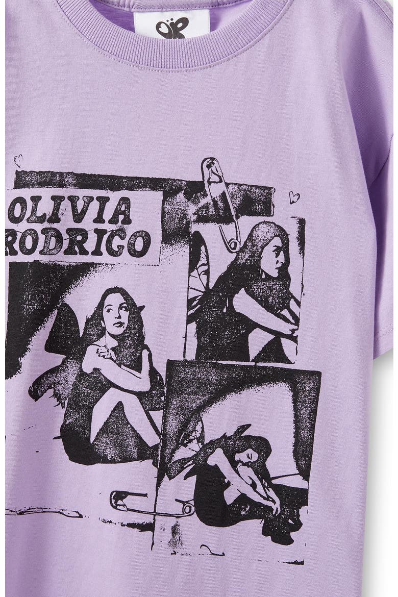 Kid's License Drop Shoulder Short Sleeve Tee, Alternate, color, Olivia Rodrigo Lilac Graphic