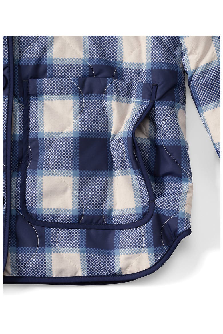 Plus Size High Pile Fleece Reversible Mixed Media Long Jacket, Alternate, color, Ivory/Navy Check