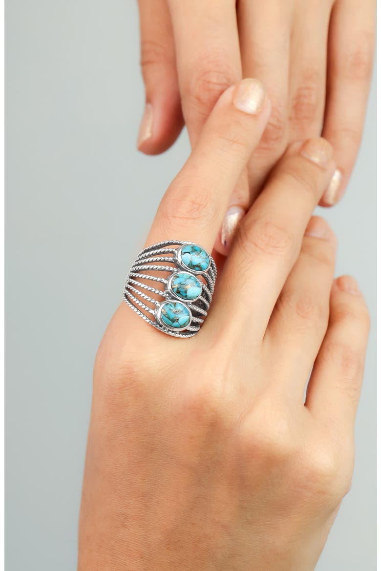 Stabilized Turquoise Multiband Ring, Alternate, color, BLUE
