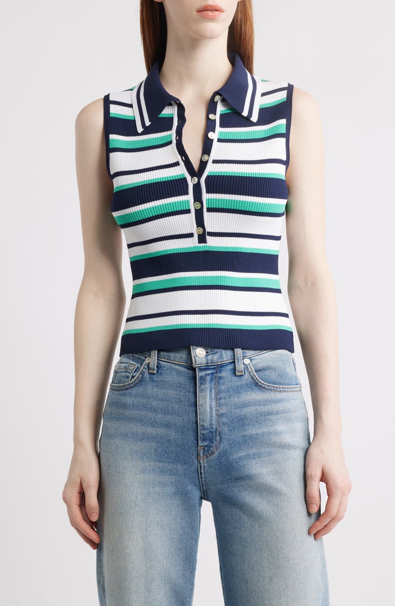 525 Vivienne Stripe Sleeveless Polo Sweater, Main, color,