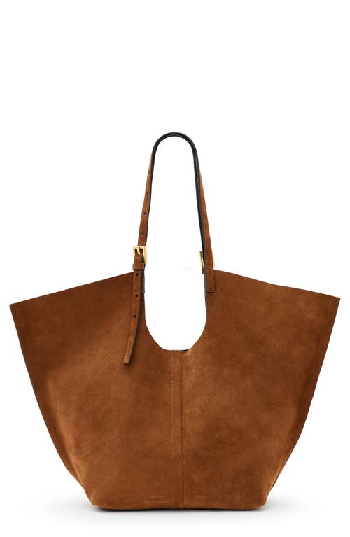 Allsaints Ara Suede East West Tote In Brown