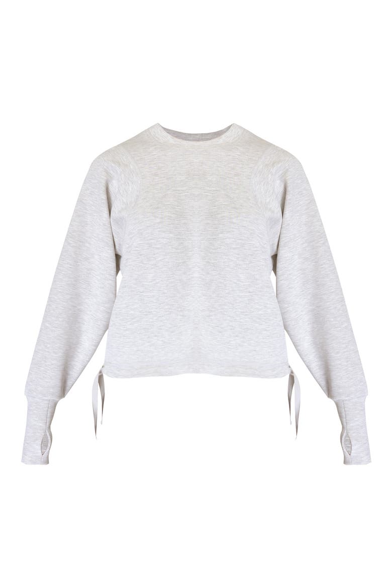 Sand Wash Crewneck Crop Sweatshirt, Alternate, color, LIGHT GREY MARL